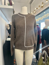 Load image into Gallery viewer, Vanessa Expresso and Oatmeal Round Neck wool blend /acrylic long sleeve sweater