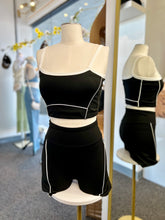Load image into Gallery viewer, Dahlila 2 Piece Natural Yellow, Black, or Mocha White Lined Crop Top and Short Gym Set