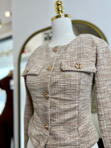 Dianne Ivory Button Up Long Sleeve Cropped Blazer
