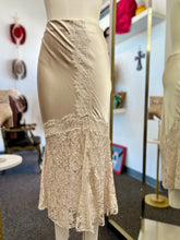 Load image into Gallery viewer, Lucille Natural Long Satin Lace Skirt
