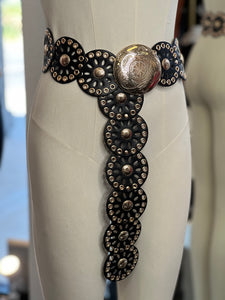 Vanessa Black/Gold Flora Western Belt