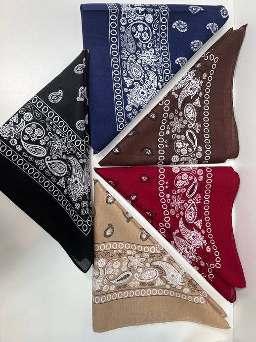Jannete Black, Beige, Brown, Navy or Red Handkerchief