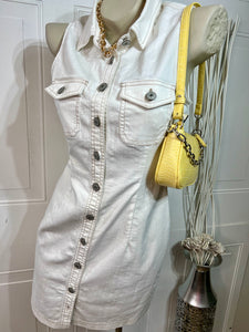 Kaylani White Denim Button Down Dress