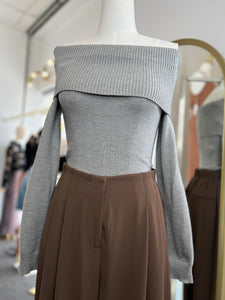 Elena Knit Off-The Shoulder Long Sleeve Top