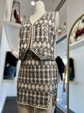 Load image into Gallery viewer, Anastasia 2 Piece Vest Skirt Set Ivory Pewter Beads Detail