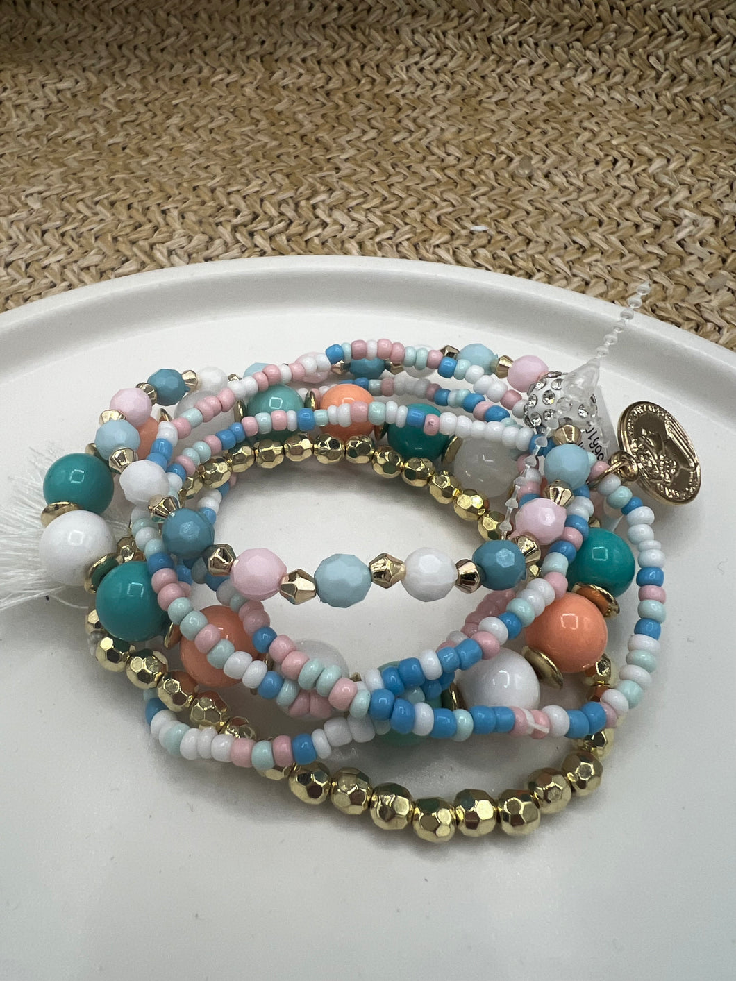 Ashley Pastel Multi Beads Stackable Bracelets