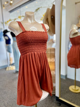 Load image into Gallery viewer, Destiny Rust Smocked Detail Flowy Romper