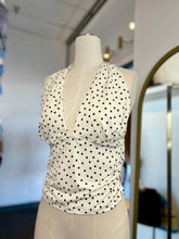Load image into Gallery viewer, Camilah White and Black Polka Dot V-Lined Neck Halter Top