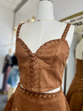 Load image into Gallery viewer, Dayla Camel Suede Lace Up Skirt Set