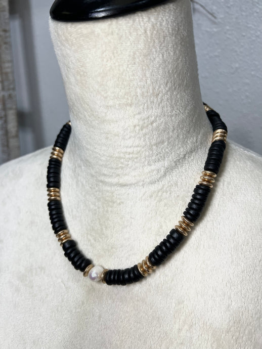 Becky Clack and Gold Bead Necklace