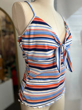 Load image into Gallery viewer, CLEARANCE Mirka Multistrip Front Knot Merrow Hem Sleeveless Top