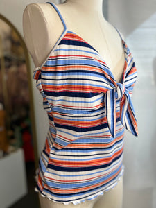 CLEARANCE Mirka Multistrip Front Knot Merrow Hem Sleeveless Top