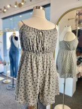 Load image into Gallery viewer, Sabrina Sage print rayon gauze, spaghetti strap romper