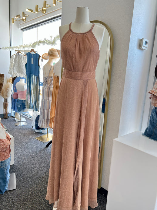 Alayna Rose Gold or Black Halter Neckline Maxi Dress