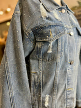 Load image into Gallery viewer, Brooklyn Plus Size Bedazzled Black Medium Wash Denim Button Up Jacket