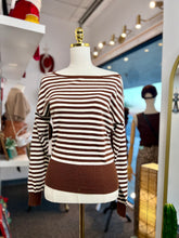 Load image into Gallery viewer, Jessie Off Shoulder Striped Sweater Knit Top Long Sleeve