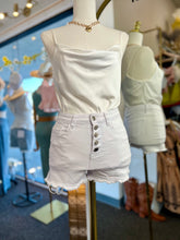 Load image into Gallery viewer, Jasmine White Denim Distressed Slim Fit Shorts