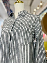 Load image into Gallery viewer, Alice Striped Charcoal Button Down Blouse