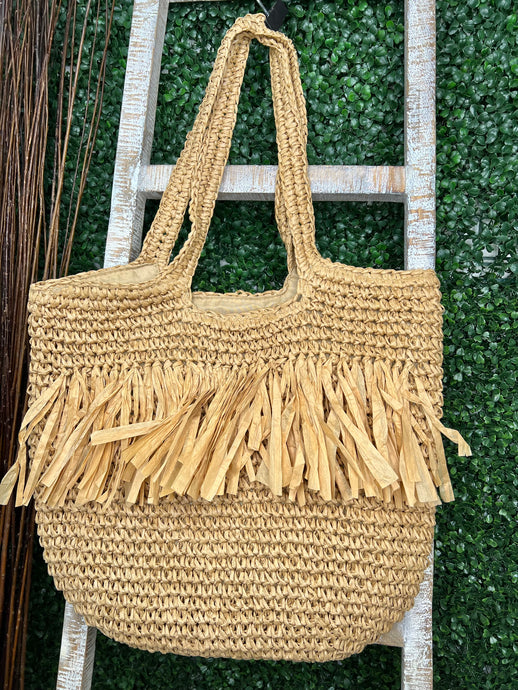 Alexa Tan or Brown Straw Weaved Tote Bag