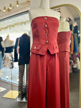 Load image into Gallery viewer, Kayla Cranberry  2Piece Pants Set Gold Detailed