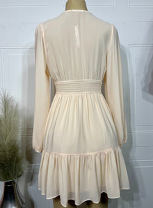 Marla Chiffon Long Sleeve Front Tie Flowy Dress