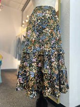 Load image into Gallery viewer, Melanie Floral Ruffle Tiered, Satin Midi Skirt