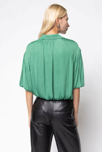 Load image into Gallery viewer, Missy Chelsey Forest Collared Bubble Hem Dropped Shoulders Blouse