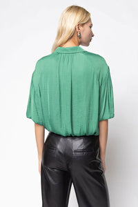 Missy Chelsey Forest Collared Bubble Hem Dropped Shoulders Blouse