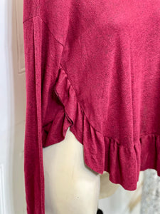 Clearance*** Rosie Red Wine Long Sleeve Sweater