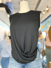 Load image into Gallery viewer, Irie Sleeveless Round Neck Front Twist Top Ivory and Black