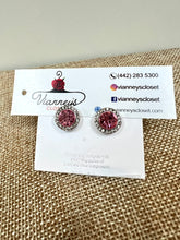 Load image into Gallery viewer, 3/8&quot; Round Bedazzled Post-Back Earrings
