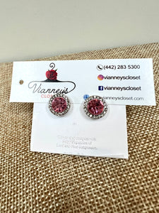 3/8" Round Bedazzled Post-Back Earrings