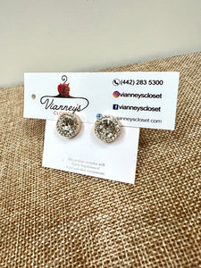 3/8" Round Bedazzled Post-Back Earrings