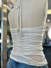 Load image into Gallery viewer, Jane Sides Ruched Halter Blouse in Orange, Mocha, Black, White and Pink