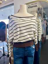 Load image into Gallery viewer, Leanne Off Shoulder Long Sleeve Striped Sweater Knit Top