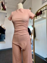 Load image into Gallery viewer, Christine Baby Pink or Black 2 Piece Pant and Asymmetrical Halter Top Set