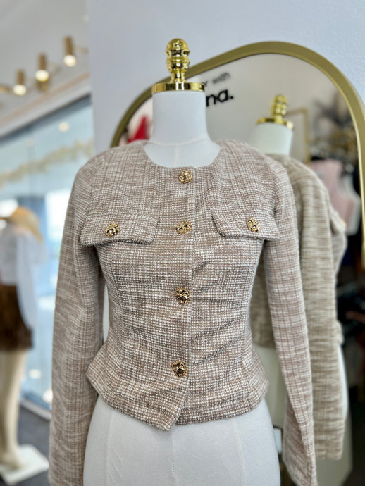 Dianne Ivory Button Up Long Sleeve Cropped Blazer