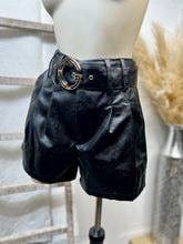 Load image into Gallery viewer, Gianna Black or Caramel Gold Buckle Pu Leather Shorts