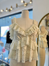 Load image into Gallery viewer, Romina Ivory Or Sky Blue Lace Ruffle Detail Top