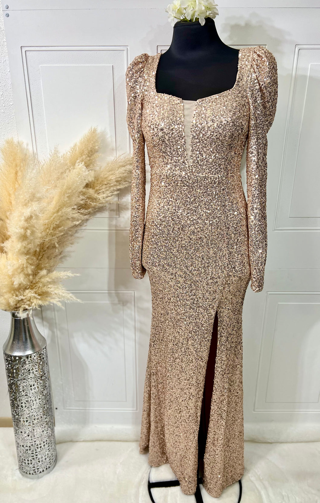 Adelay Champagne Gold, Violet Purple, Emerald Green Sequence Long Dress M / Emerald Green / 100%Polyester Adelay Champagne Gold, Violet Purple, Emerald Green Sequence Long Dress M / Emerald Green / 100%Polyester