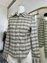 Load image into Gallery viewer, Olivia Olive Plaid Long Sleeve Buttoned-Up Blouse