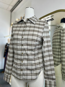 Olivia Olive Plaid Long Sleeve Buttoned-Up Blouse