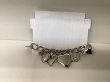 Load image into Gallery viewer, Silver Multi Hearts Charms Bracelet