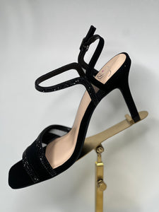 Christine Black Rhinestone Ankle Strap Heel