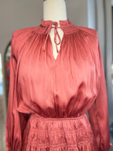 Load image into Gallery viewer, Misty Mauve Long Sleeve Elastic Waist Flowy Dress