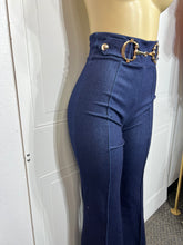Load image into Gallery viewer, Denisse Dark Blue Stretchy Wide Leg Pants
