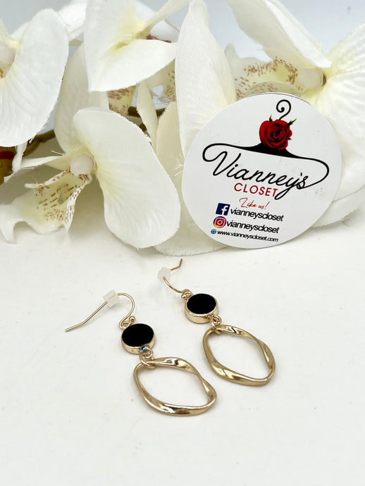 Sadie Gold & Black Dangle Fishhook Dangle Earrings