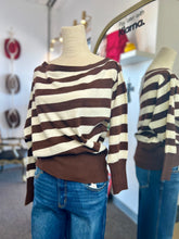 Load image into Gallery viewer, Larissa Off Shoulder Long Sleeve Striped Sweater Knit Top