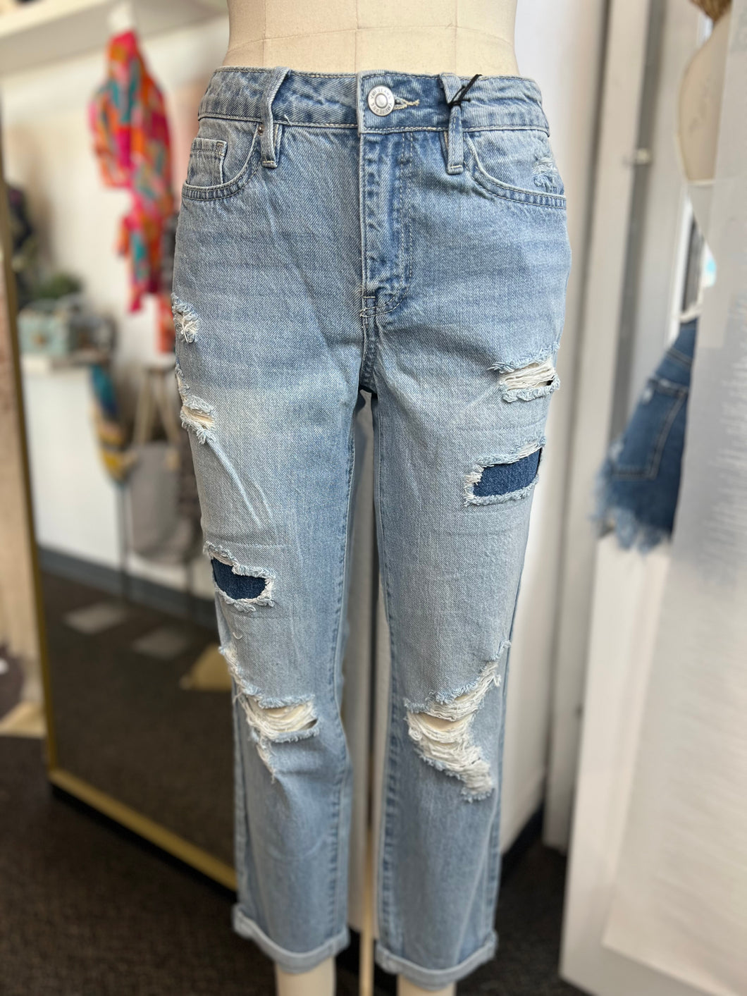 Alexa Light Wash Distressed Denim Boyfriend Jeans