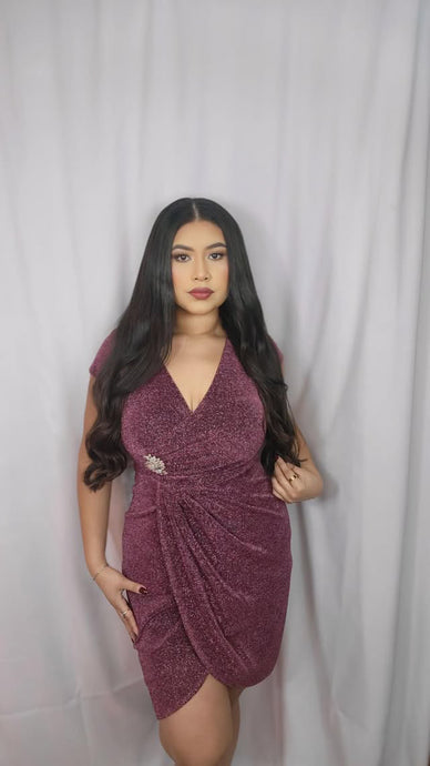 Daniell Burgundy Shimmer Evening Dress